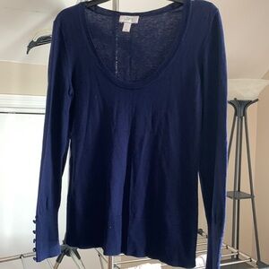 Navy blue LOFT lightweight scoop neck sweater